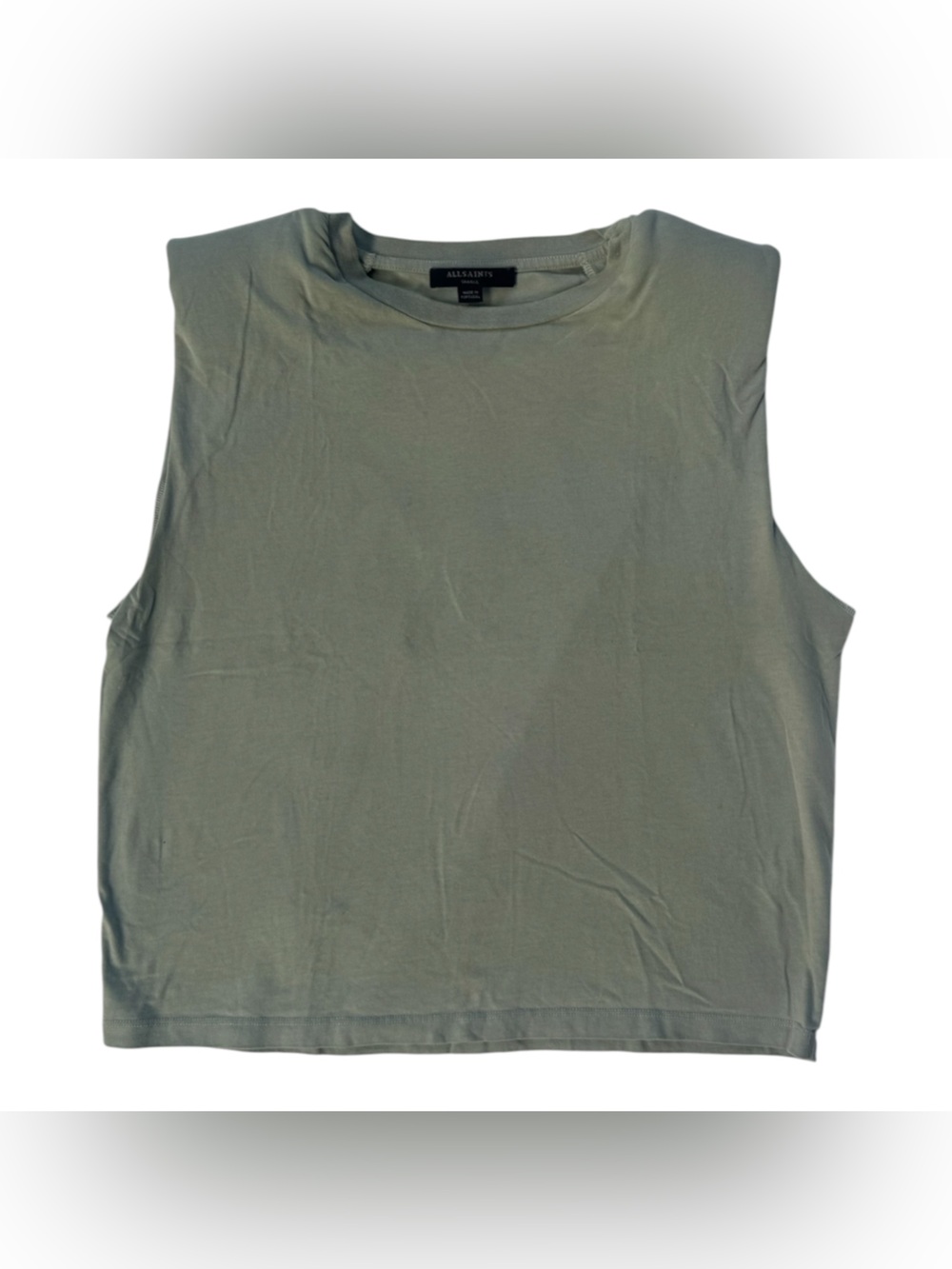 AllSaints Padded Shoulder T-Shirt Women’s S Sage Green Structured Tee
